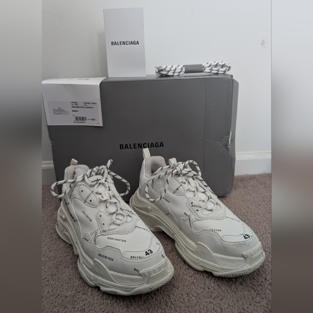 Balenciaga Vitello Nappato Sneakers White sz 43 / US men's 10
